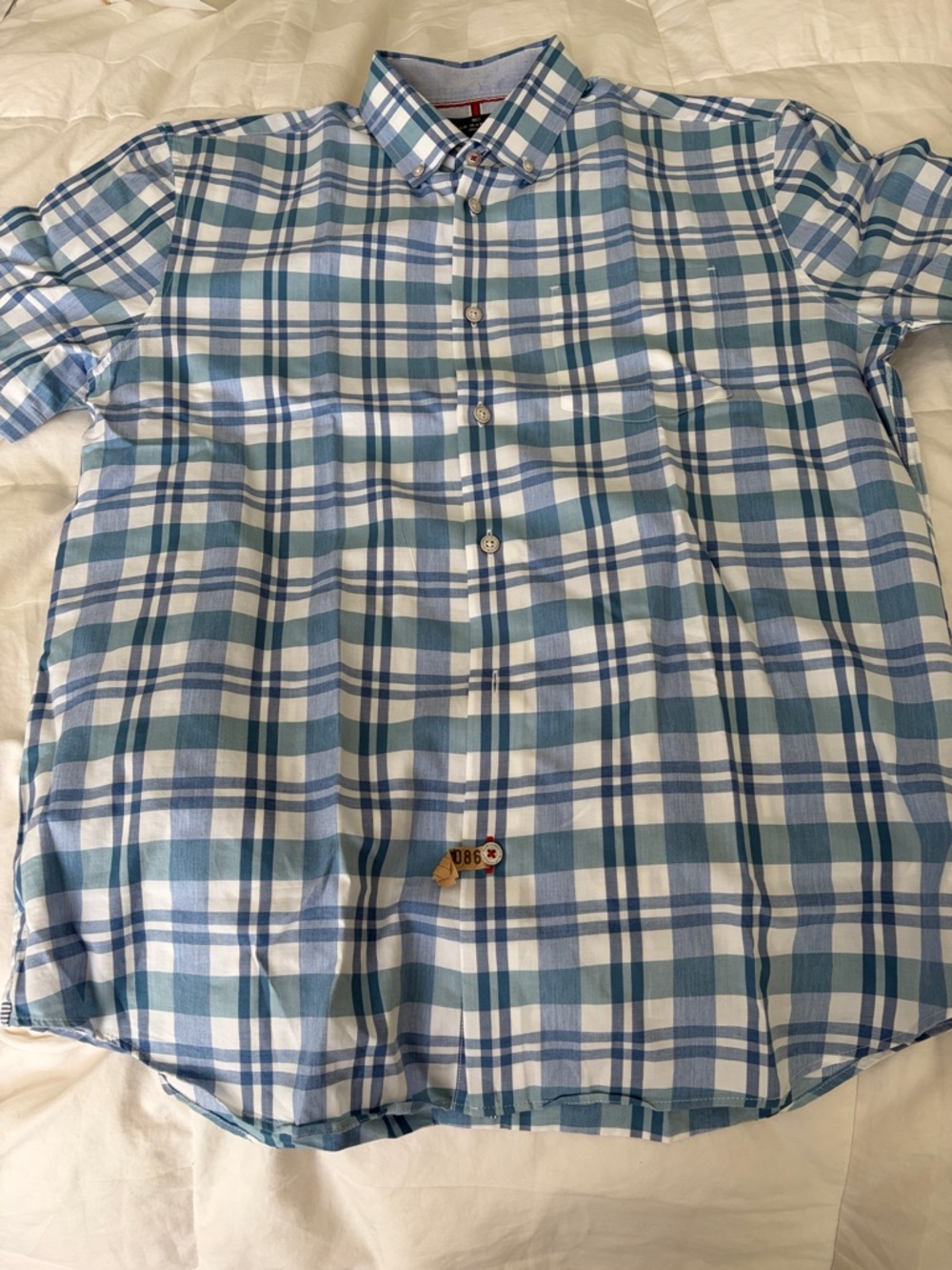 Marks & Spencer Blue and White Plaid Button-Down Shirt